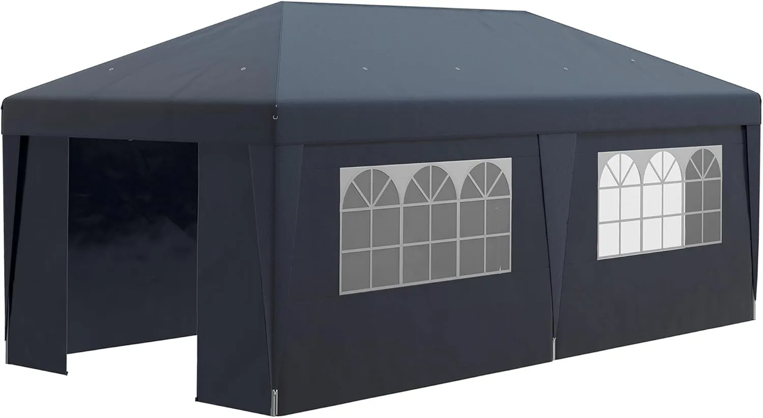 10' x 19.5' Pop Up Canopy Tent with Sidewalls, Height Adjustable Large Party Tent Event Shelter with Leg Weight Bags, Double Doors and Wheeled Carry Bag for Garden, Patio, Dark Blue