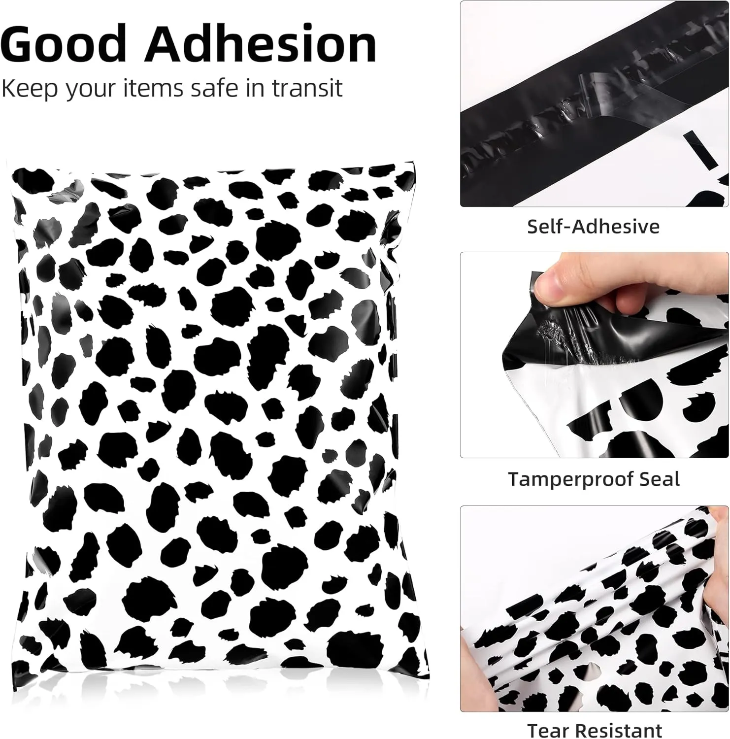 10x13 Inch TONESPAC 100 Pack 3.15Mil Poly Mailers Shipping Bags, Self-Sealing Non-Padded Envelopes for Small Business, Waterproof Poly Mailing Bags (Leopard Pattern)