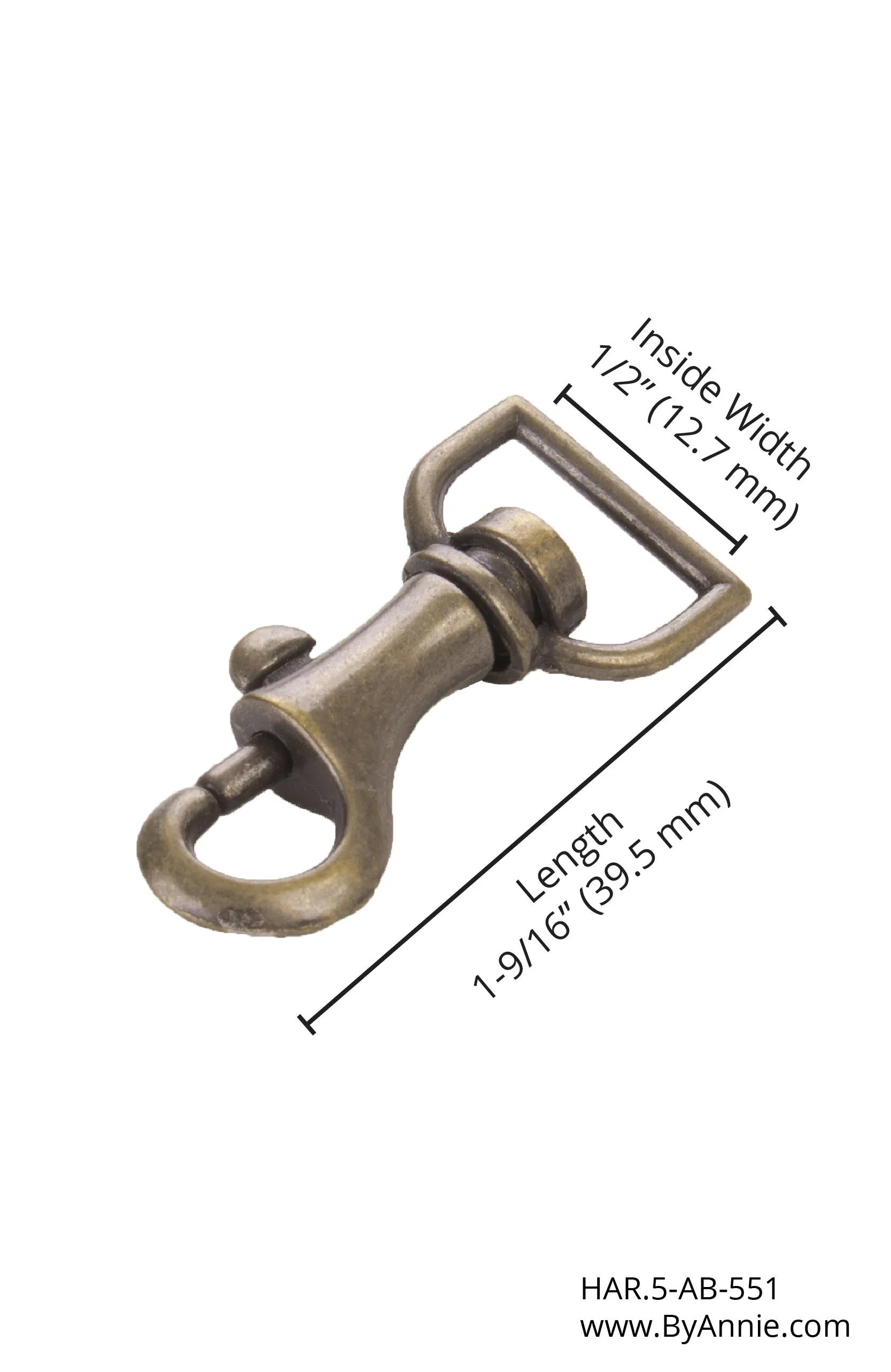 1/2" Swivel Hook - Antique Brass (sold individually)