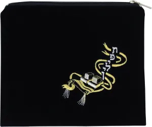 2-Part Velvet Tallit and Tefillin Bag Set: Navy Blue Traditional Zippered Bags, Protection Covers for Tallit and Tefillin