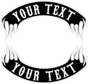 2 PCS Personalised Iron-on Patch, Vest Biker Rocker Motorcycle Patch, Embroidery Custom Patch for Jacket, Clothes, Bags (White Border, Black Fabric)
