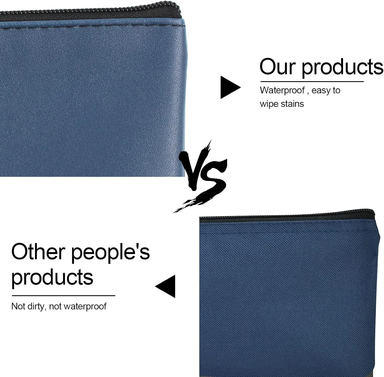 2 Pieces Money Bags with Zipper, 11x6.1 inch Money Pouch, Bank Bag, Cash Bag, Check Wallet, Cosmetics(navy)