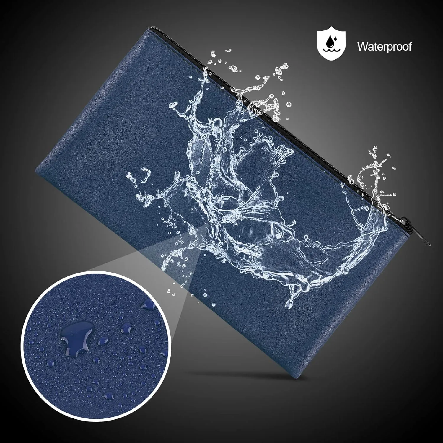 2 Pieces Money Bags with Zipper, 11x6.1 inch Money Pouch, Bank Bag, Cash Bag, Check Wallet, Cosmetics(navy)