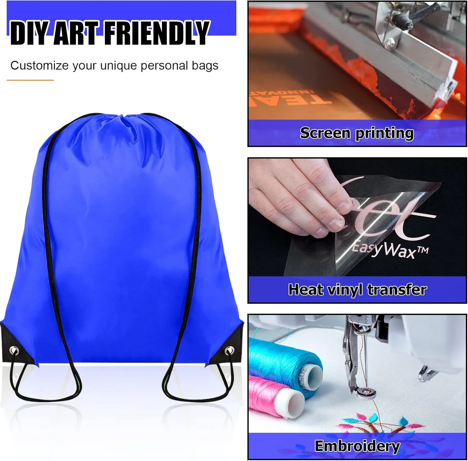 20 Pieces Drawstring Backpack Bulk Cinch Sackpack Ployster Drawstring Bags for Gym Party Trip(Navy Blue)