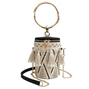 2019  Fashion   High Quality   Round   Ring Tassel Chain bag