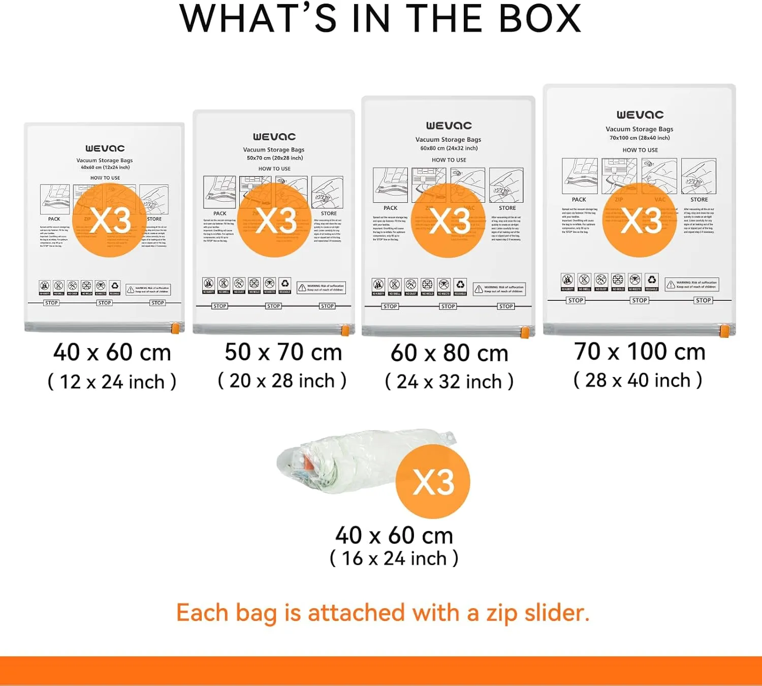 [2024 NEW] 15 Pack Vacuum Storage Bags (3 Jumbo/3 Large/3 Medium/3 Small/3 Roll) | Space Saver | Rapid Vacuum | Double Zip Seal | Clip Stopper | Ideal for Clothes, Blankets Compression and Travelling