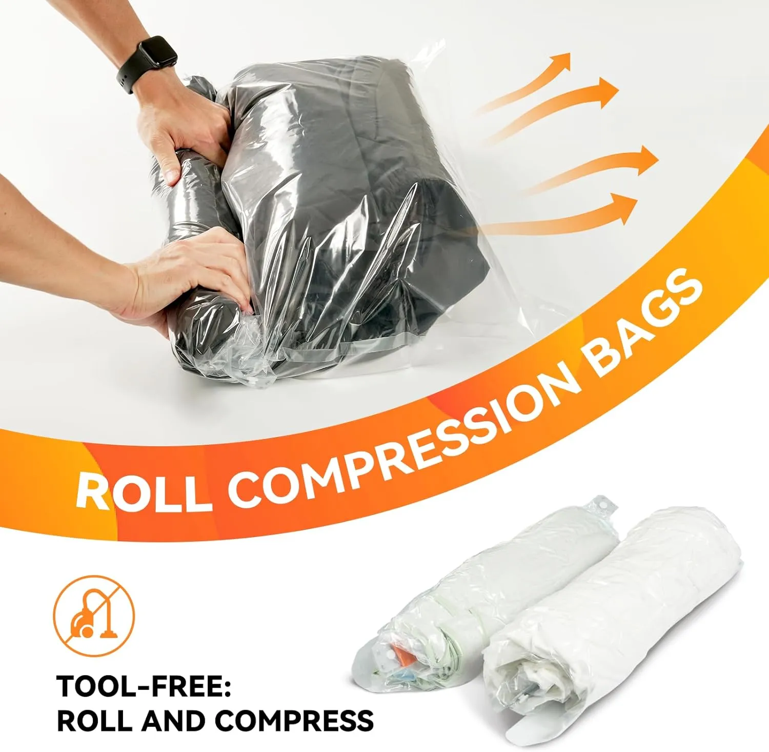 [2024 NEW] 15 Pack Vacuum Storage Bags (3 Jumbo/3 Large/3 Medium/3 Small/3 Roll) | Space Saver | Rapid Vacuum | Double Zip Seal | Clip Stopper | Ideal for Clothes, Blankets Compression and Travelling