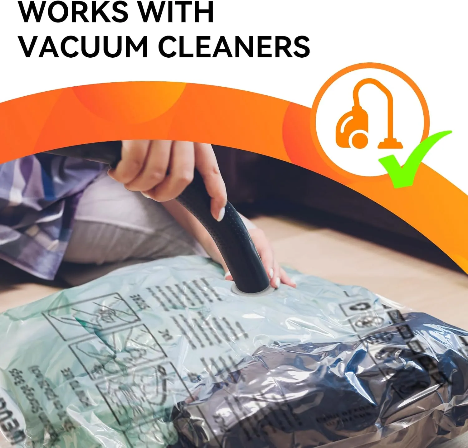[2024 NEW] 15 Pack Vacuum Storage Bags (3 Jumbo/3 Large/3 Medium/3 Small/3 Roll) | Space Saver | Rapid Vacuum | Double Zip Seal | Clip Stopper | Ideal for Clothes, Blankets Compression and Travelling