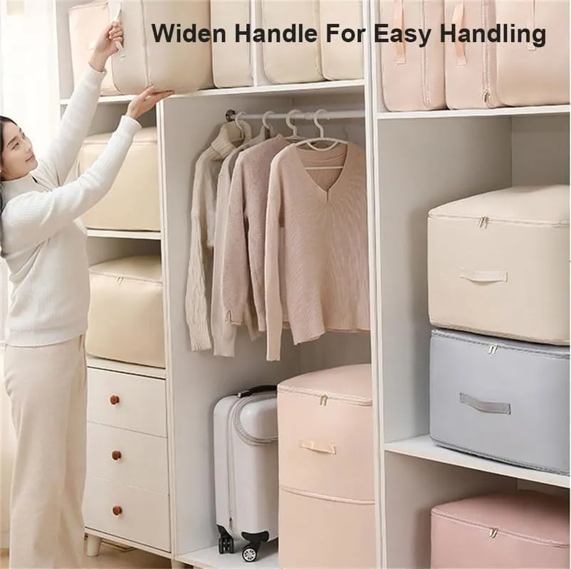 2024 New Space Saving Self Compression Organizer,Compression Duvet Storage Bag Large Capacity,Self Compression Moving Organizer Bags Heavy Duty Moving Bags for Comforters, Apricot