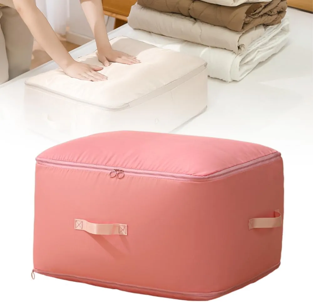 2025 New Ultra Space Saving Self Compression Organizer, Portable Space Saver Storage Packing Bags, Compression Storage Bag for Comforters, Blankets, Bedding (Pink, L - 54*42*30 cm)