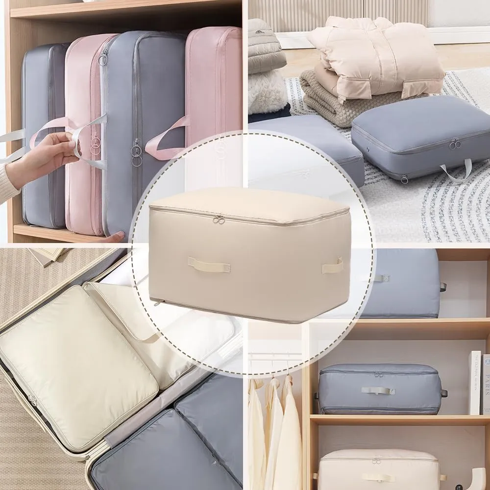 2025 New Ultra Space Saving Self Compression Organizer, Portable Space Saver Storage Packing Bags, Compression Storage Bag for Comforters, Blankets, Bedding (Pink, L - 54*42*30 cm)