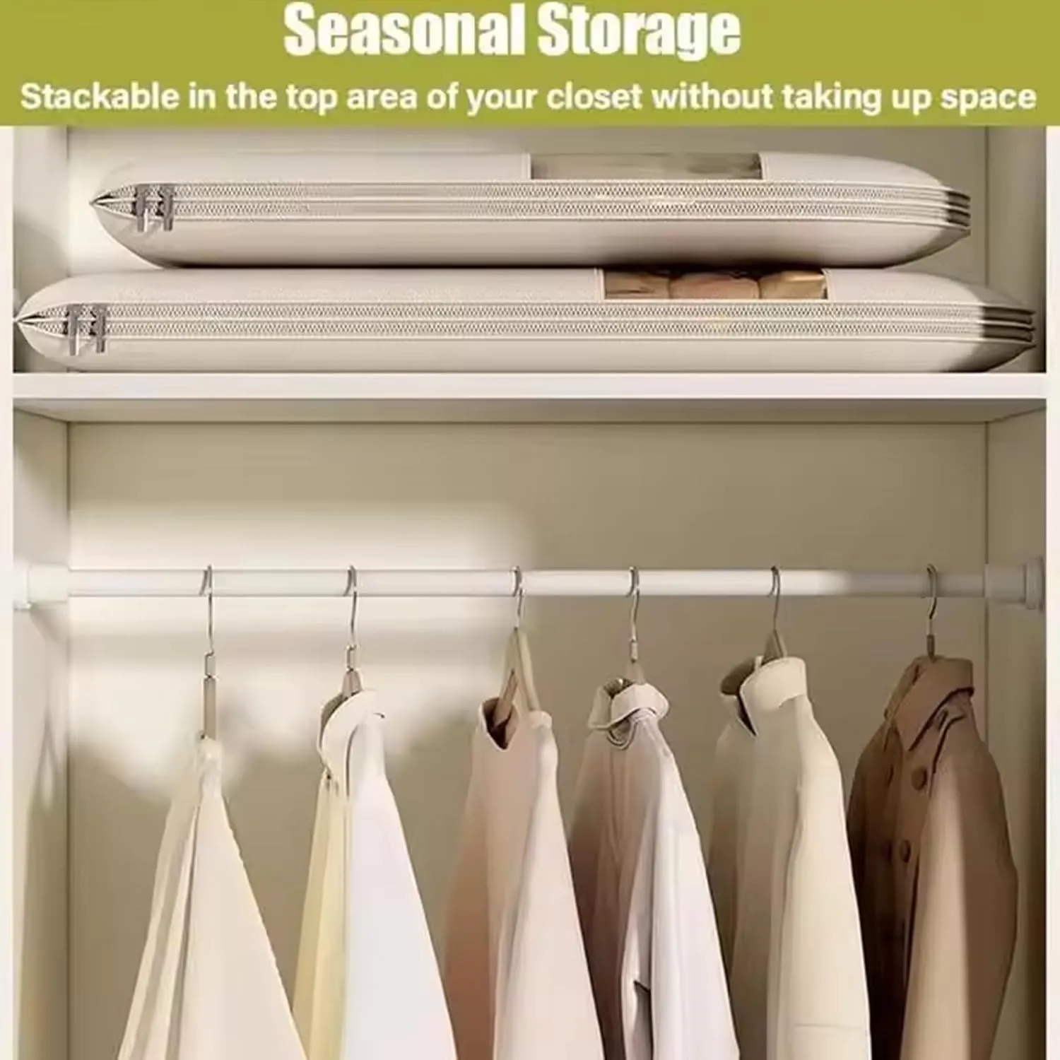 2025 Space Saving Garment Bag With Compression Zipper Garment Bags for Hanging Clothes Travel (Beige, L (43.31 in))
