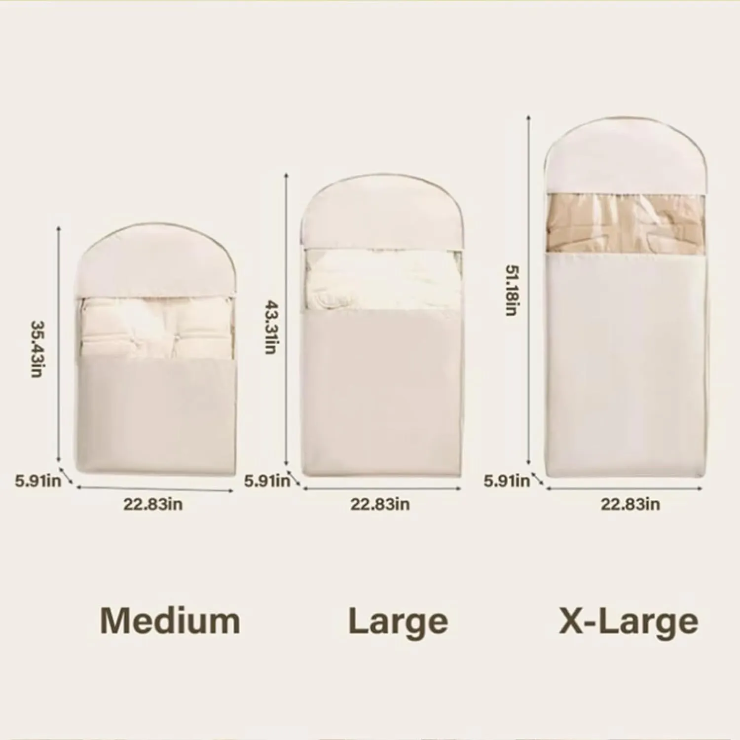 2025 Space Saving Garment Bag With Compression Zipper Garment Bags for Hanging Clothes Travel (Beige, L (43.31 in))