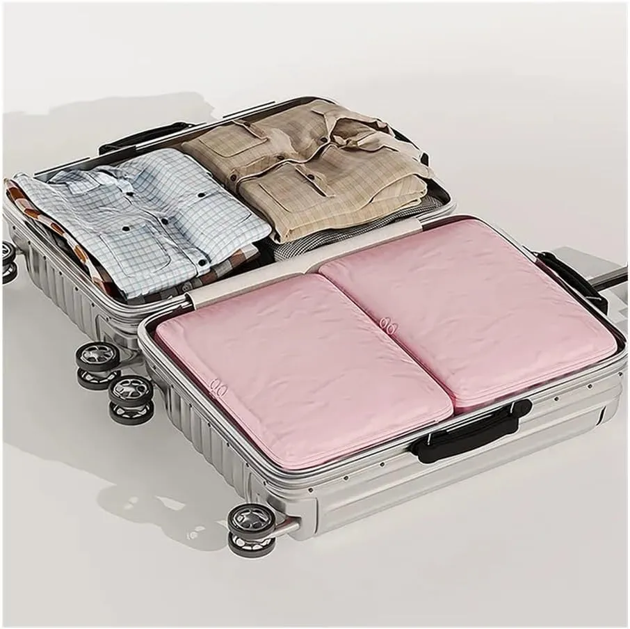 2PCS Compression Packing Cube Wardrobe Drawer Puffer Jacket Storage Foldable Luggage Suitcase Organizer Compressed Travel Clothes Bag(Blue,40X30X18)