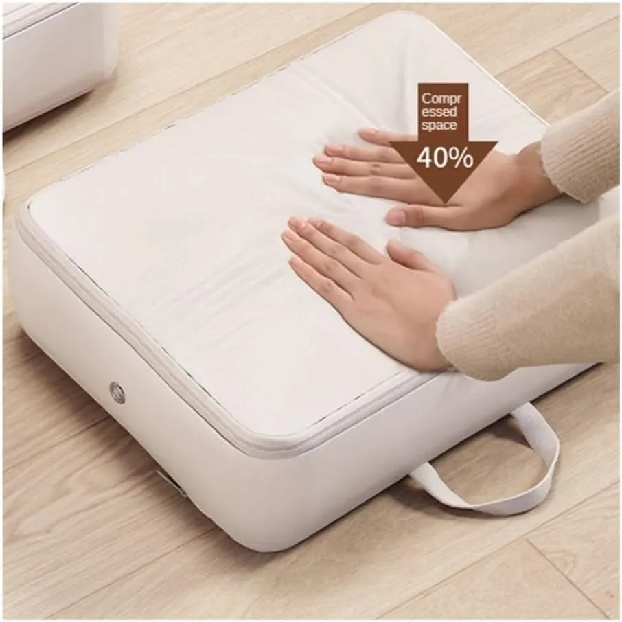2Pcs Home Large Capacity Clothes Storage Bag Travel Collapsible Compression Bag Portable Handheld Compression Packing Bag(Grey,40X30X18cm)