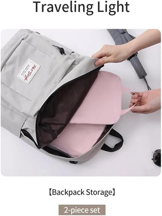 2pcs Travel Compression Packing Cubes Bag Portable Suitcase Clothes Organizers Waterproof Luggage Storage Cases Drawer Bags(Beige,M36x26x10cm)