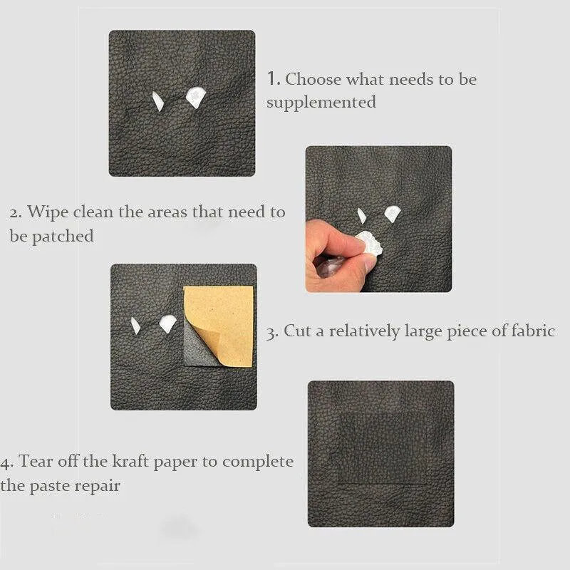 2X Self Adhesive Leather Repair Patches Kit Sofa Couch Car Seats Patching Tool