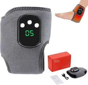 3-in-1 Cordless Foot Massager - Heated Ankle Wrap with 3 Vibration Modes & 5 Heat Levels for Achilles/Plantar Relief (Portable Pain Relief Design for Home/Office Use) 2PCS