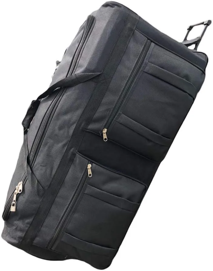 36-inch Rolling Duffle Bag with Wheels, Luggage Bag, Hockey Bag, XL Duffle Bag With Rollers, Heavy Duty Oversized Bag (Black)