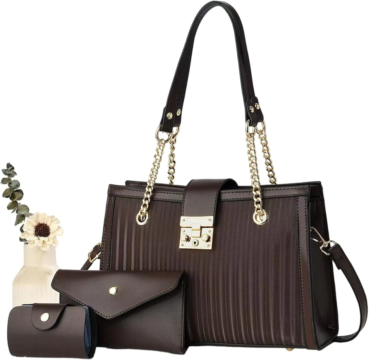 3Pcs Handbags Sets for Women Large Tote Bags Cute Crossbody Purses
