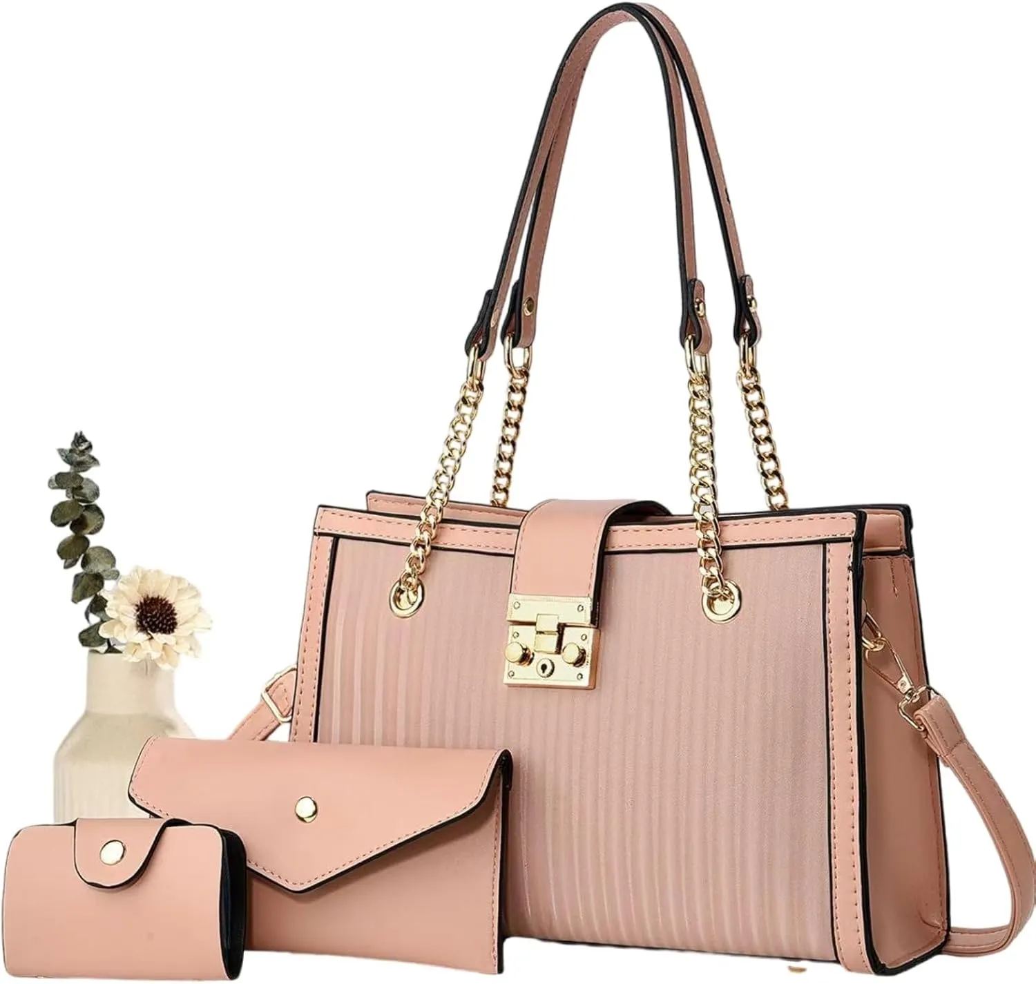 3Pcs Handbags Sets for Women Large Tote Bags Cute Crossbody Purses
