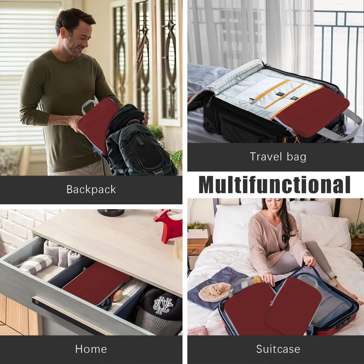 4 Set Compression Packing Cubes Travel - Travel Accessories Expandable Packing Organizers for Carry On - Essentials Luggage Travel Bags