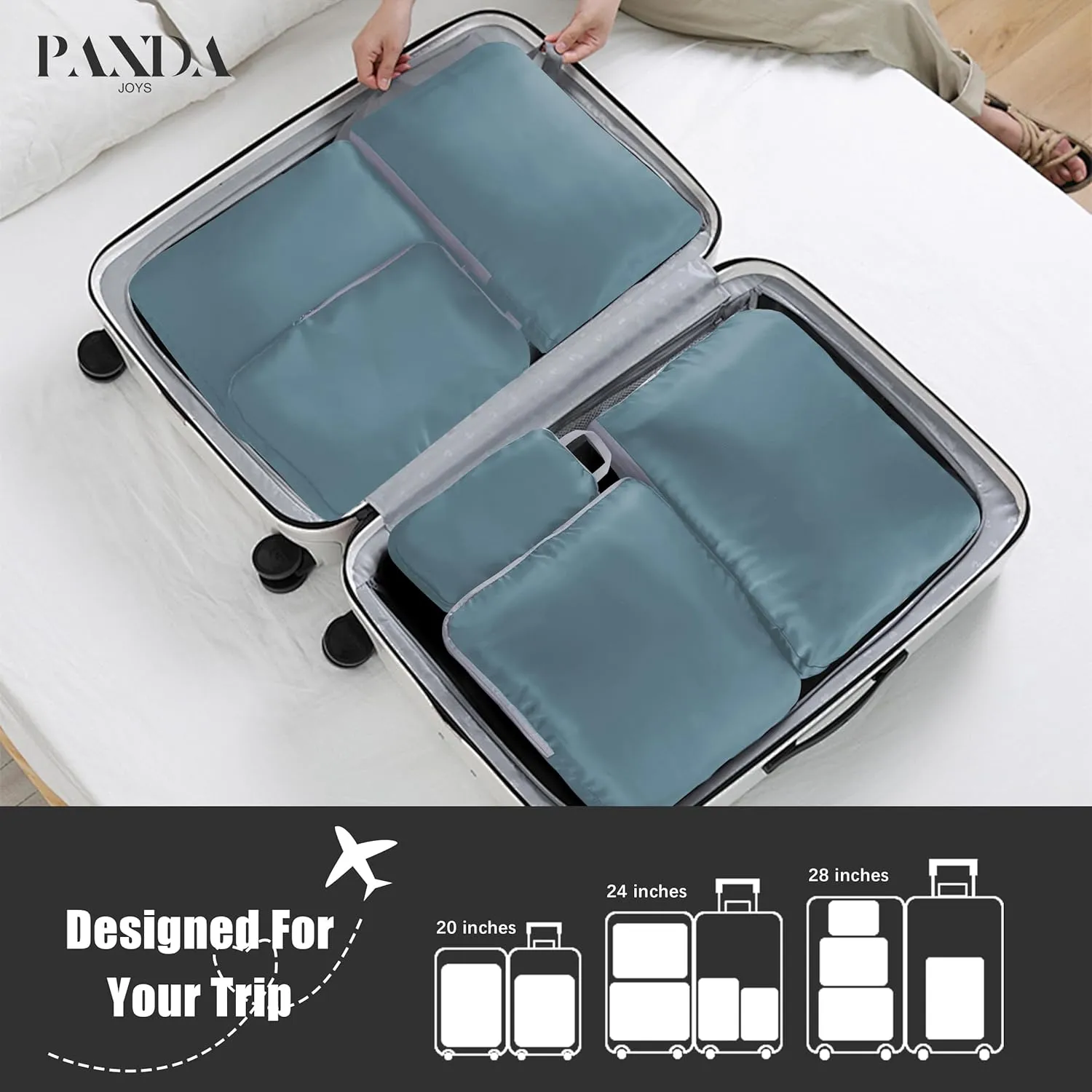 4 Set Compression Packing Cubes Travel - Travel Accessories Expandable Packing Organizers for Carry On - Essentials Luggage Travel Bags