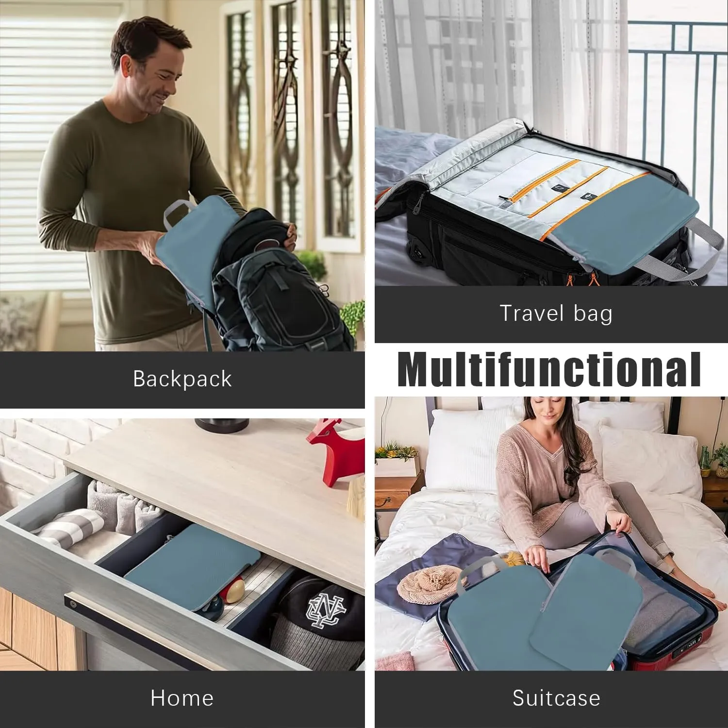 4 Set Compression Packing Cubes Travel - Travel Accessories Expandable Packing Organizers for Carry On - Essentials Luggage Travel Bags