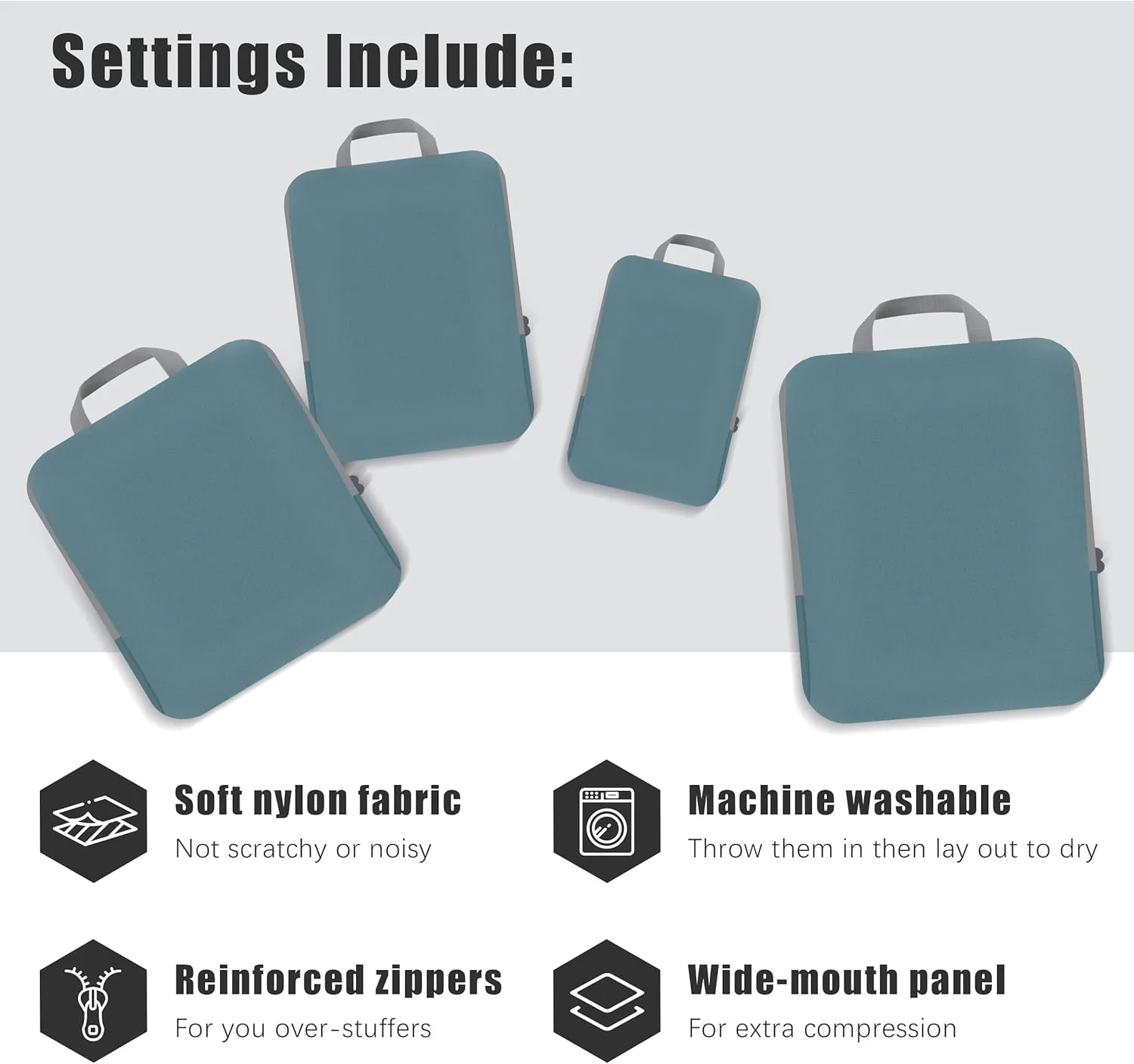 4 Set Compression Packing Cubes Travel - Travel Accessories Expandable Packing Organizers for Carry On - Essentials Luggage Travel Bags