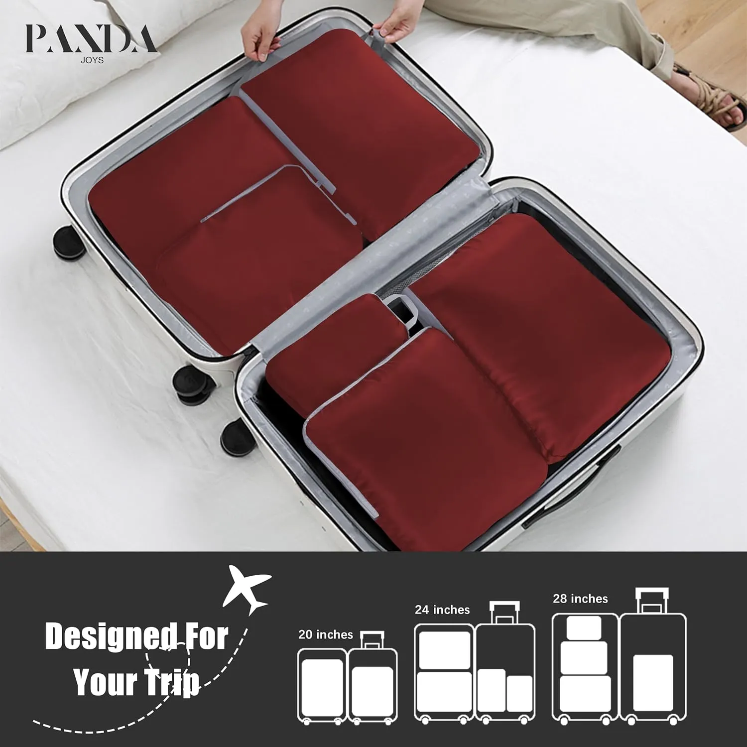 4 Set Compression Packing Cubes Travel - Travel Accessories Expandable Packing Organizers for Carry On - Essentials Luggage Travel Bags