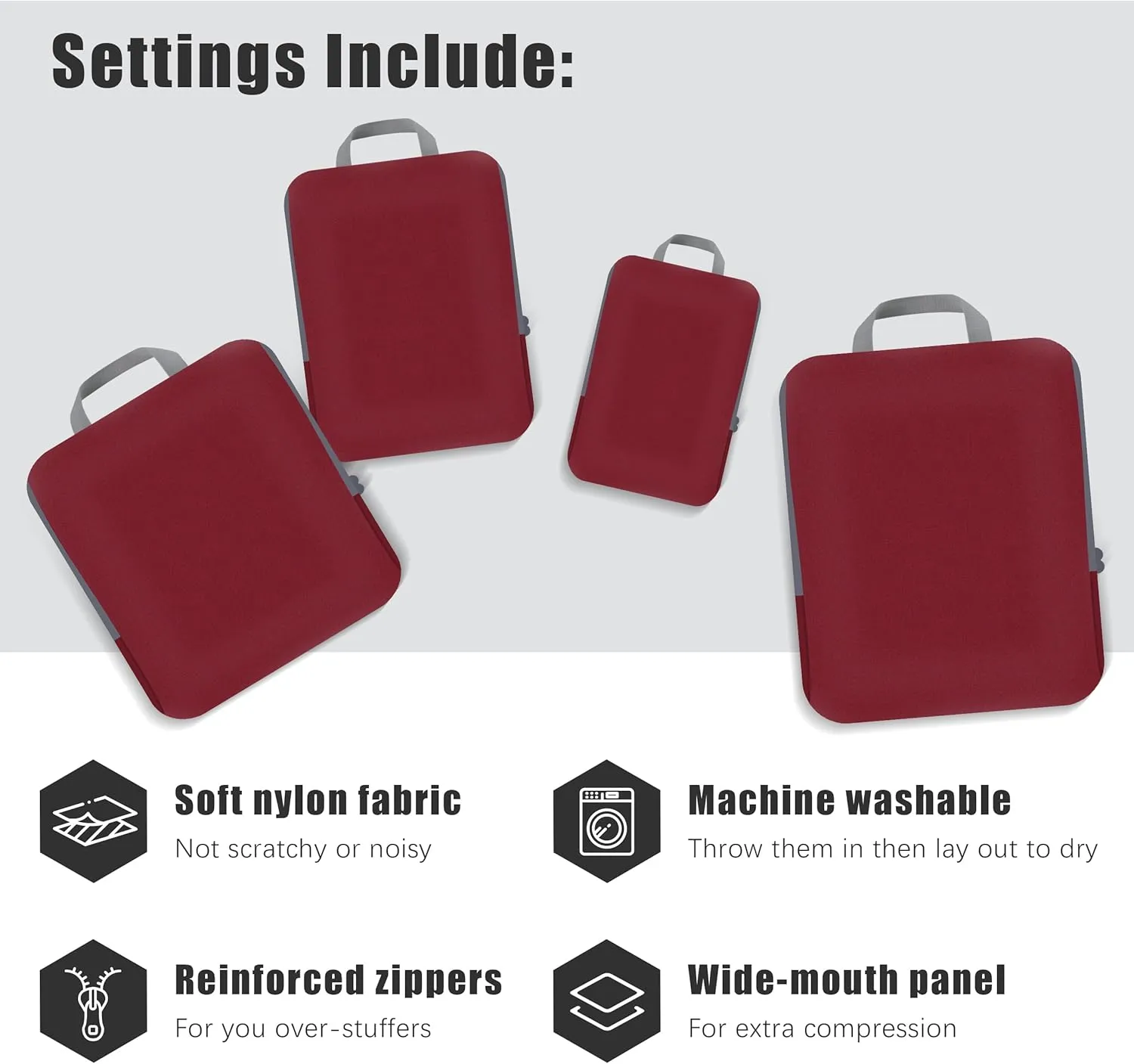 4 Set Compression Packing Cubes Travel - Travel Accessories Expandable Packing Organizers for Carry On - Essentials Luggage Travel Bags