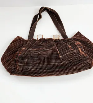 40s Brown Cloth Handbag Glass Balls Clasp