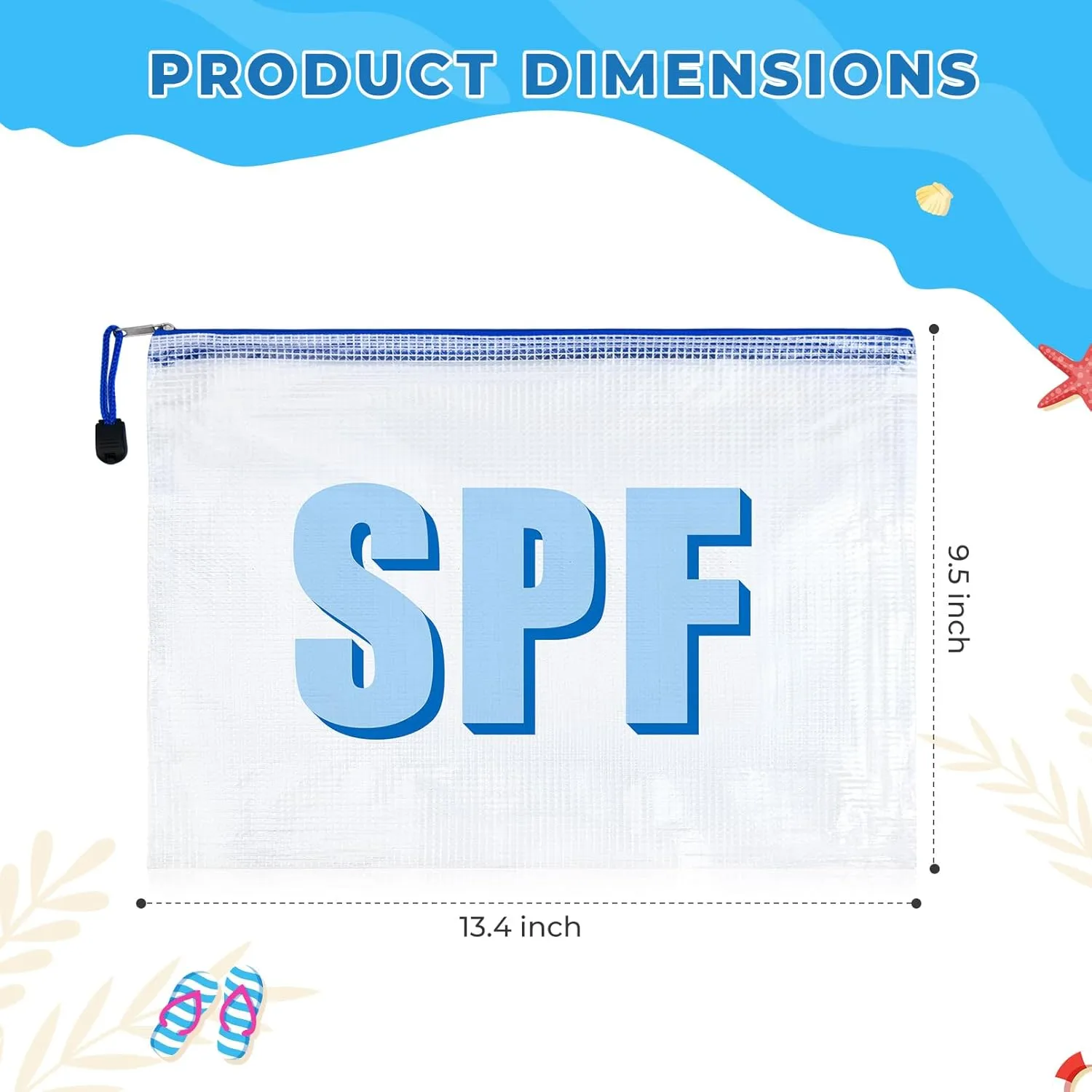 4PCS SPF Makeup Bag Clear Zippered SPF Bag Cosmetic Pouch Waterproof Travel Toiletry Organizer for Women Varsity Letter Patch Beach Pool Essentials