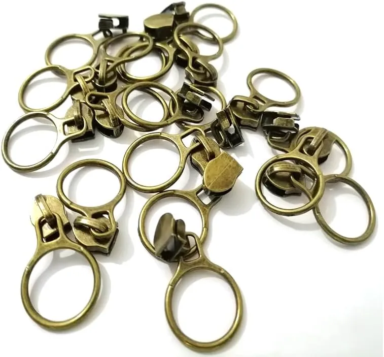#5 Antique Brass Metallic Nylon Coil Zippers by The Yard Bulk Red Tape 10 Yards with 20pcs Sliders for DIY Sewing Tailor Craft Bag (Anti-Brass Red)
