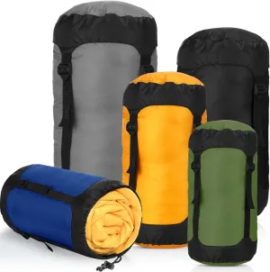 5 Pcs Compression Sacks for Backpacking 5L/10L/15L/20L/35L Camping Sleeping Bag Stuff Sack Water Resistant Sleeping Bag Storage Sack for Space Saving Hiking Gear