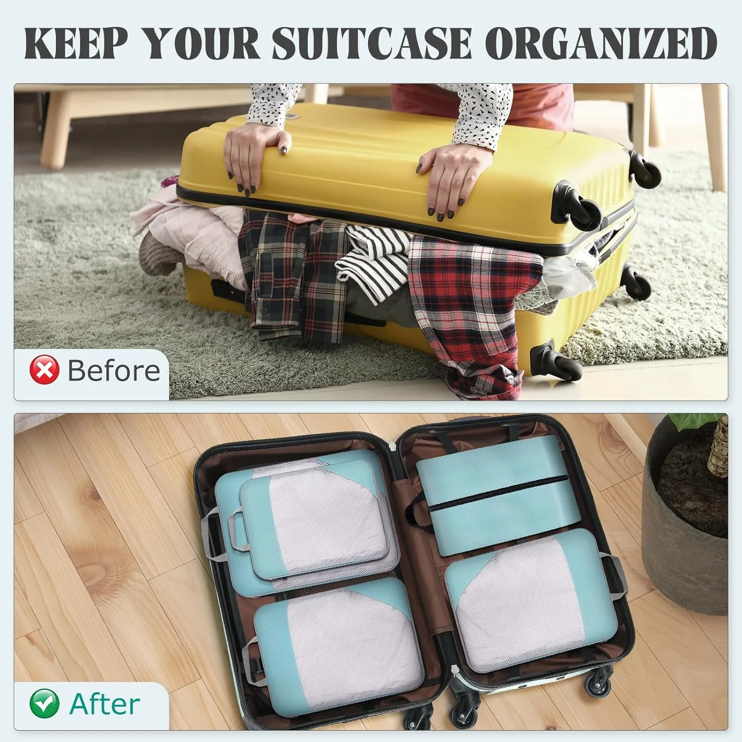 5 Set Compression Packing Cubes Travel: Suitcase Organizers Bags for Compression Luggage Organizer Bags for Traveling Packing Organizers for Travel Essentials Accessories, Grey