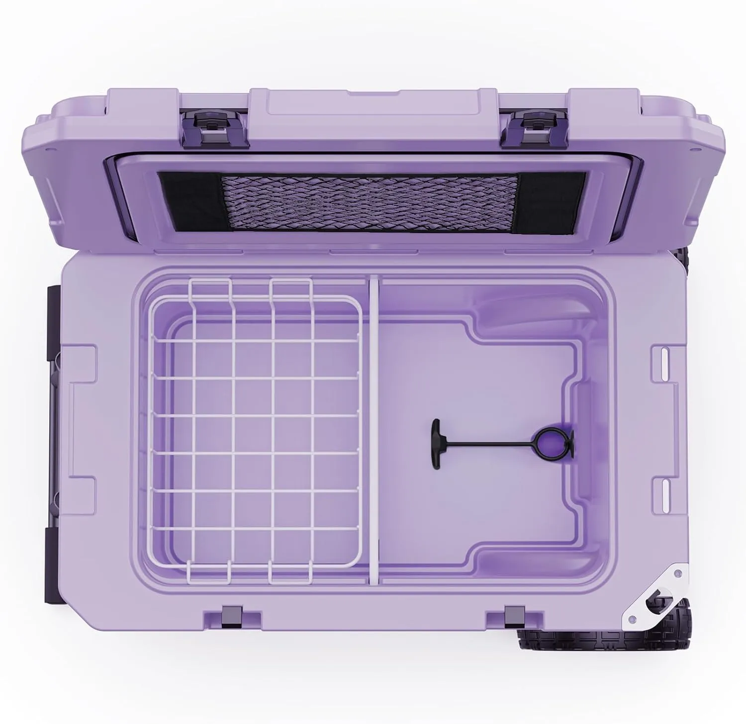 55 Quart Cooler with Wheels, Ice Chests Portable Camping Cooler Holds Ice up to 6 Days, Leak-Proof Outdoor Insulated Cooler with Handle, Cup Holders, Hard Cooler for Camping, Beach, Boat