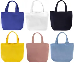 6 Pack Small Canvas Tote Bags, 9x8x4inch Reusable Cotton Shopping Bags Bulk DIY Mini Tote Bag Gift Bags