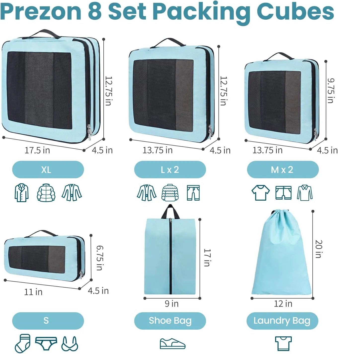 8 Set/6 Set/4 Set Compression Packing Cubes for Travel, Lightweight Vacation Travel Essentials, Travel Accessories for Suitcase Organizer Bags Set, Durable Luggage Organizer