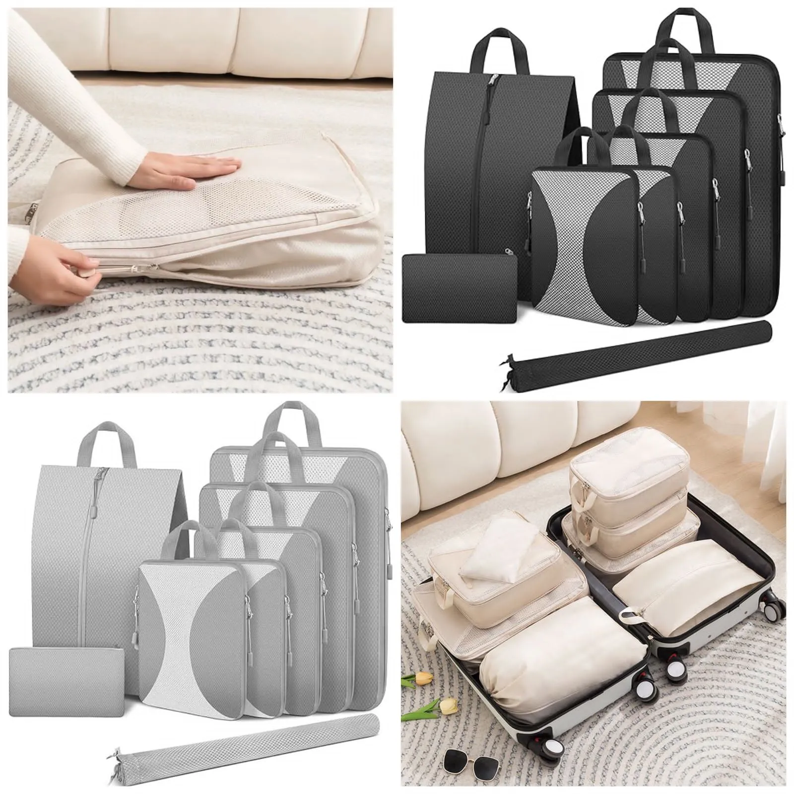 8pcs Travel Suitcase Compression Cubes gha