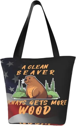 A Clean Beaver Always Gets More Wood Fashion Shoulder Bag Large Capacity For Man Or Woman