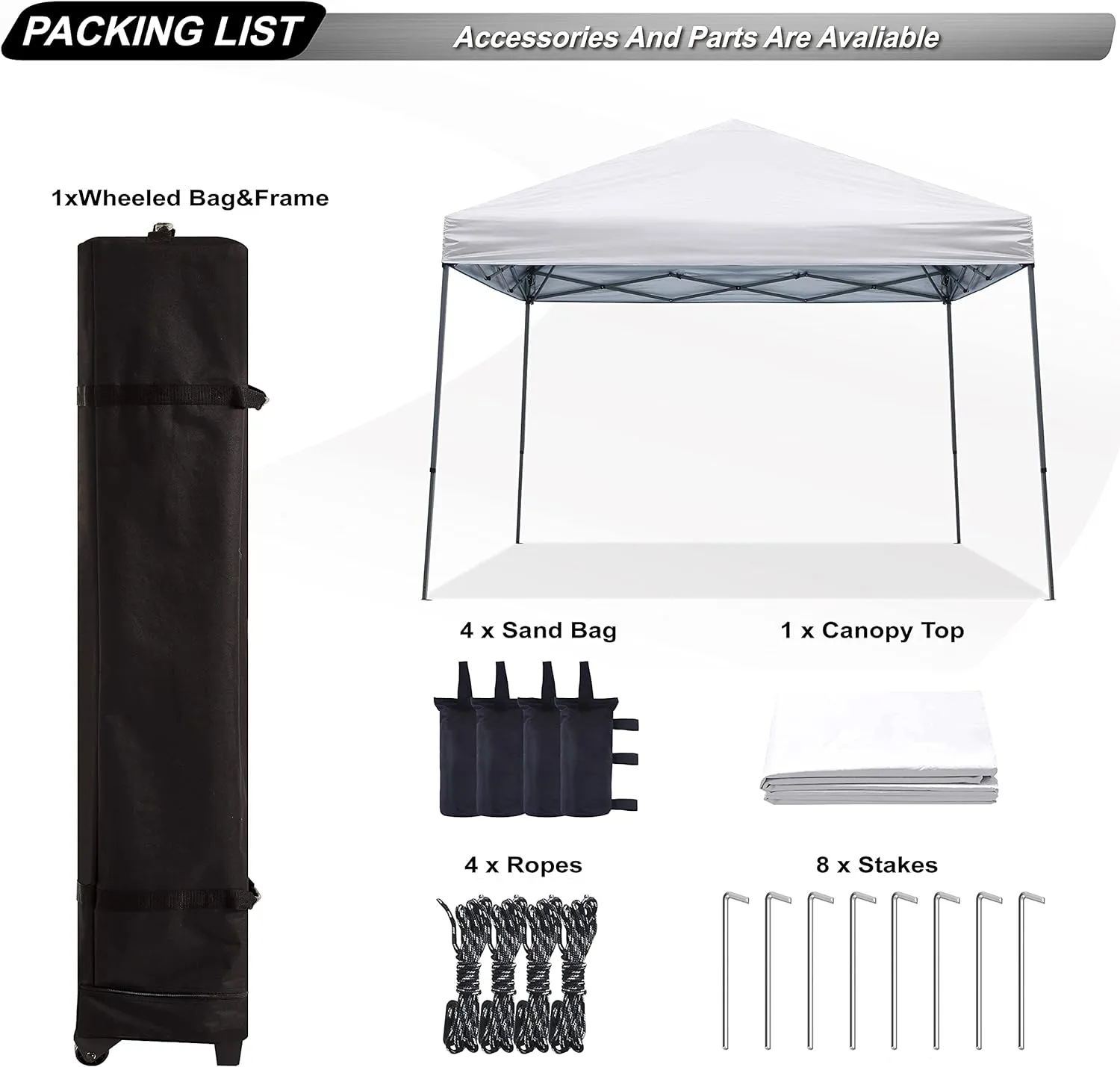 ABCCANOPY Stable Pop up Outdoor Canopy Tent 8 x 8 ft Base / 6 x 6 ft Top, White