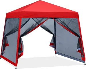 ABCCANOPY Stable Pop up Outdoor Canopy Tent with Netting Wall, Red