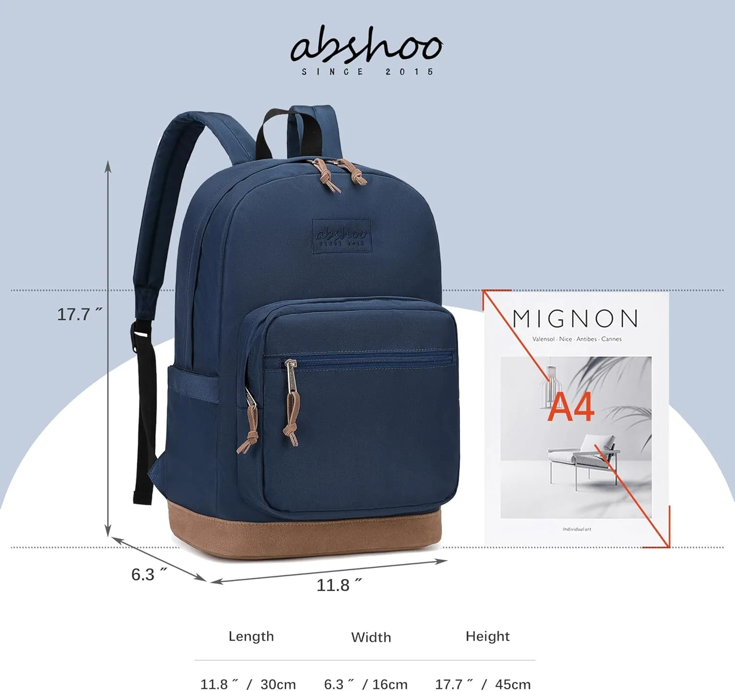 abshoo Casual Travel Backpack for Men Lighweight College School Bookbag for Teen Boys (Navy)