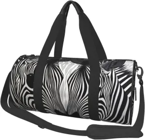 Abstract Animal Zebra Printed Sports Gym Bag for Men Women Foldable Duffel Bag Carry On Weekender Bag for Travel Sports