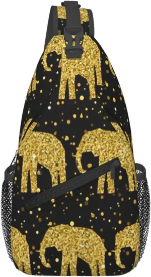 Abstract Elephant Pattern Print Cross Chest Bag Diagonally,Sling Bag,Shoulder Bag For Travel, Hiking, Work