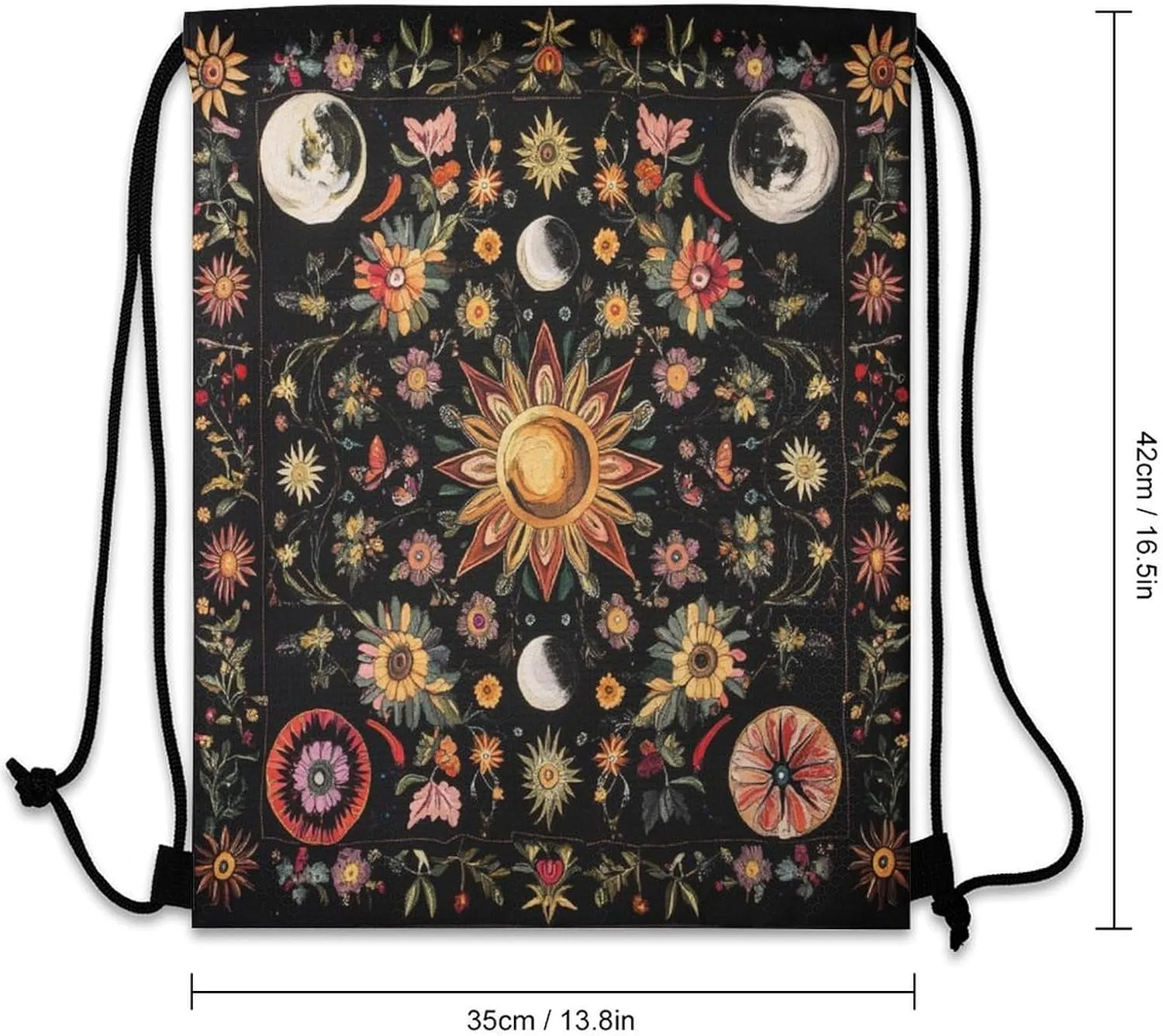Abstract William Morris Floral Drawstring Bags,Drawstring Backpack For Gym Travel Swimming Hiking Camping