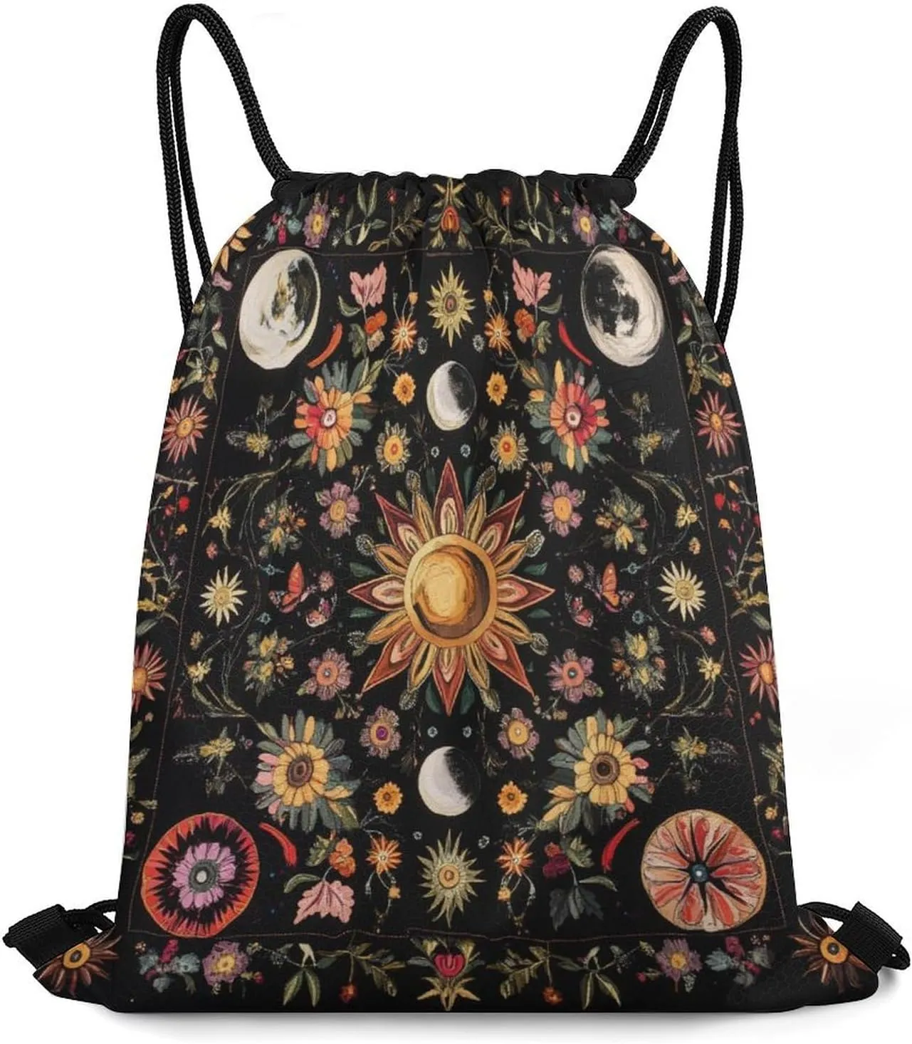 Abstract William Morris Floral Drawstring Bags,Drawstring Backpack For Gym Travel Swimming Hiking Camping