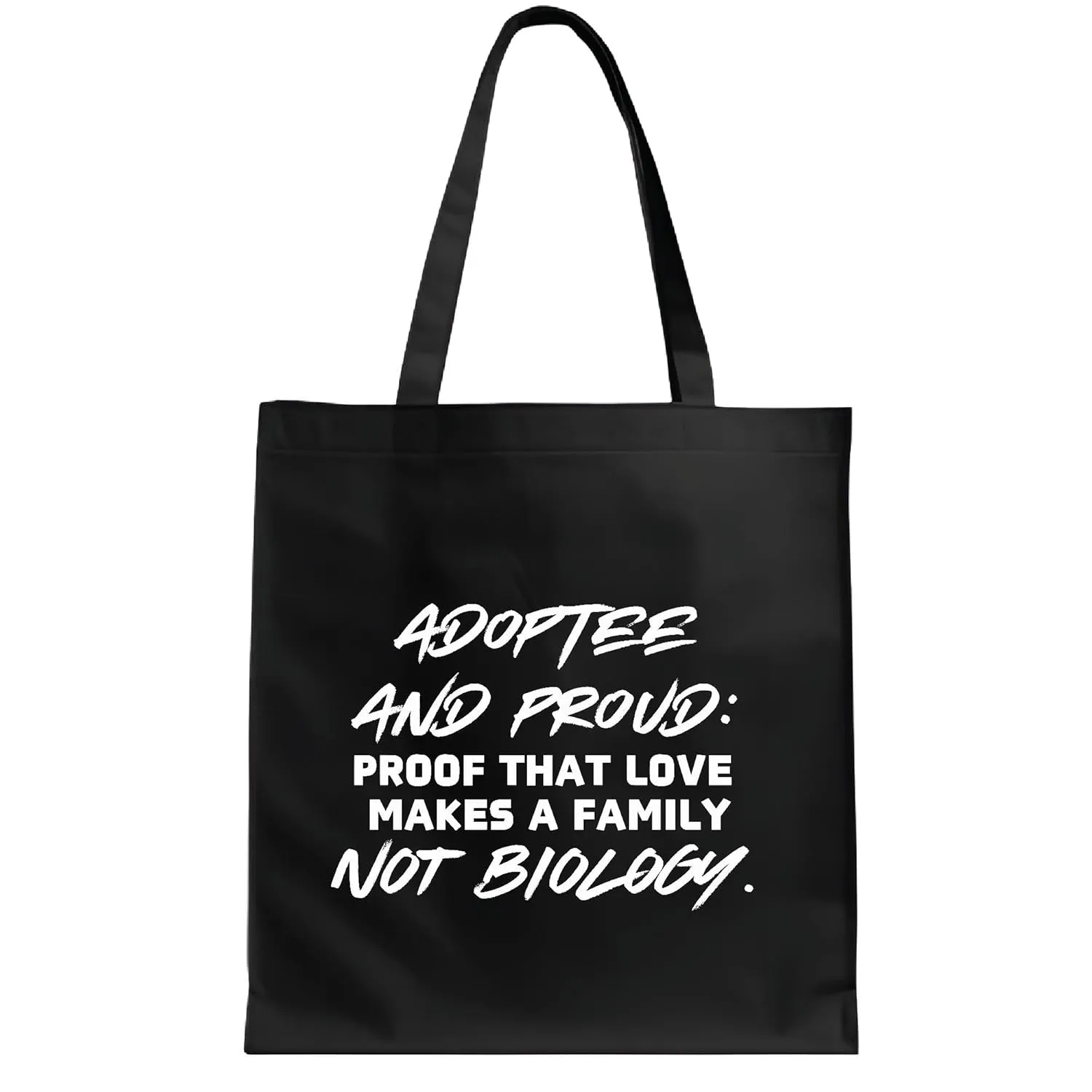 Adoptee and Proud Celebrate Love and Family on Adoption Day Unique Gifts for Adoptive Moms and Dads Navy Black Multicolor Canvas Tote Bag