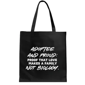 Adoptee and Proud Celebrate Love and Family on Adoption Day Unique Gifts for Adoptive Moms and Dads Navy Black Multicolor Canvas Tote Bag